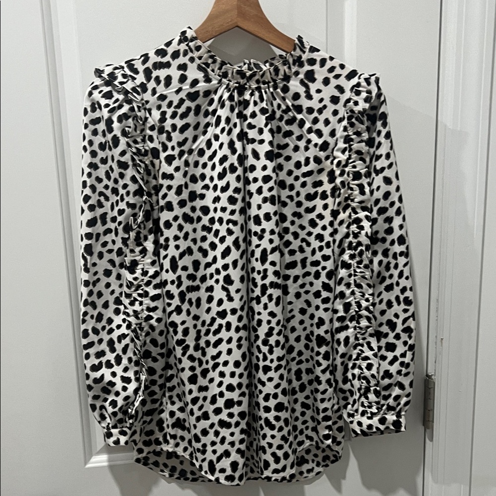 J. Crew‎ Black and White Spotted Blouse